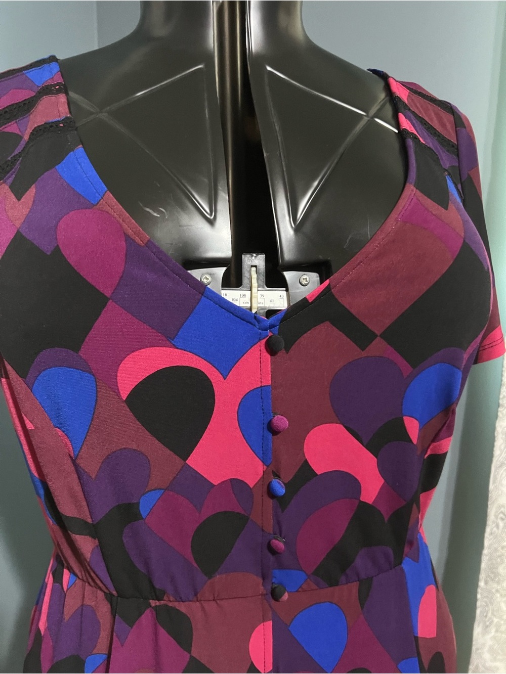 Vibrant Multi-Color Heart Pattern A-Line Dress - Picture 4 of 13